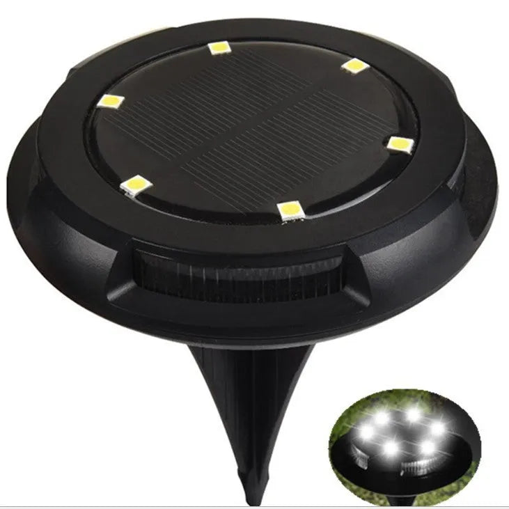 Black LED solar underground light, 11 x 4 x 13cm, for outdoor lawn and garden path use