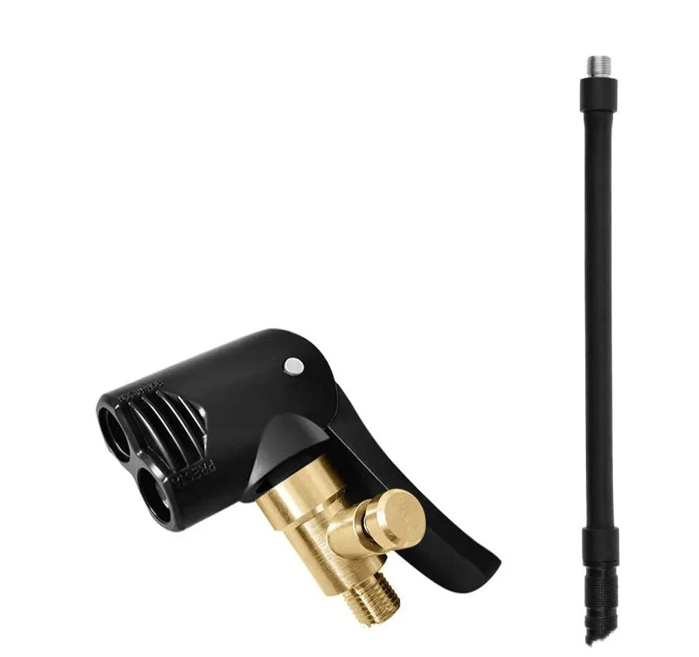 Vehicle air conversion inflatable chuck two-in-one nozzle with hose and connectors