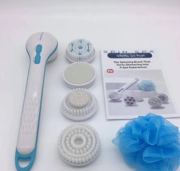 Rechargeable electric spin spa bath brush with soft bristles in a colour box