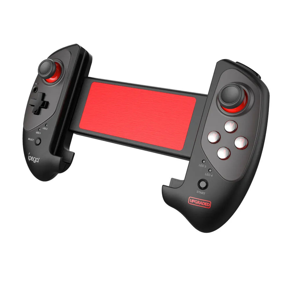 Red ABS plastic telescopic gamepad controller with Bluetooth 4.0 connectivity for Android iOS and PC devices
