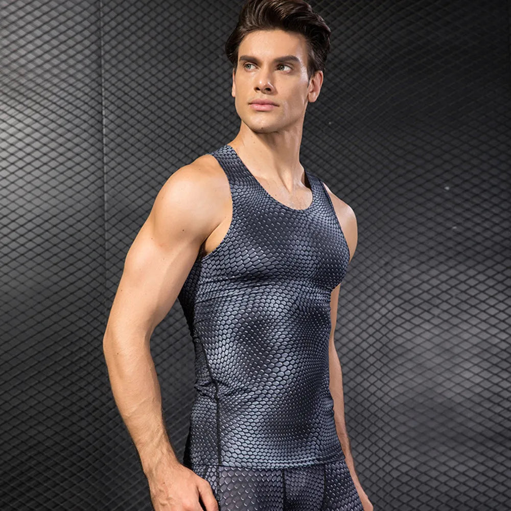 Men's polyester fibre sports vest sleeveless activewear for gym running workout
