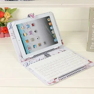 Wireless Bluetooth keyboard inside its protective case, shown in multiple colour options.