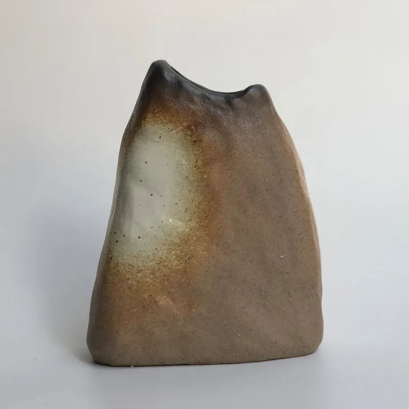 Glazed ceramic small vase in creative Japanese style as decorative ornament with six colour options