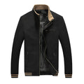 Men's washed pure cotton casual jacket coat in Khaki, front view, showing full-length design with buttons and collar