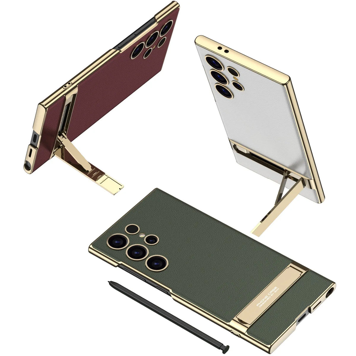 Samsung Galaxy S23 Ultra S24 Ultra TPU phone case with invisible bracket in five colour options