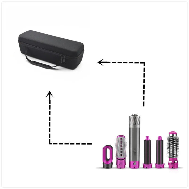 Men and women multifunctional hot air curling iron in plastic with constant temperature, pink colour, compact 32x12.5x12cm size