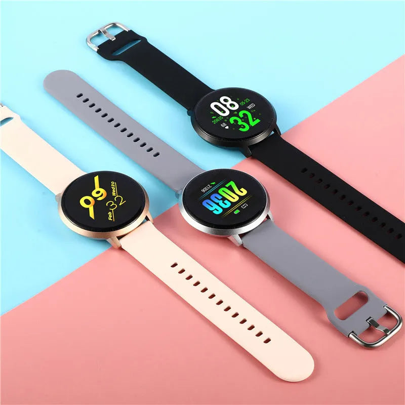 Ultra-thin smart health bracelet in black with a 1.3-inch screen and silicone strap on a wrist.