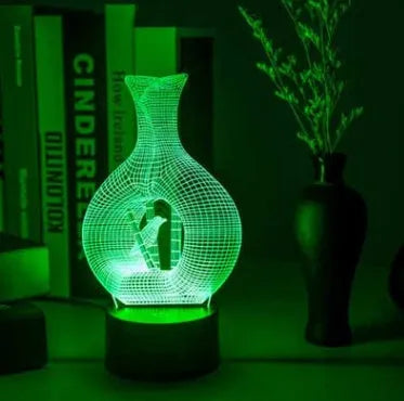 3D acrylic LED night light with colour-changing display on ABS base
