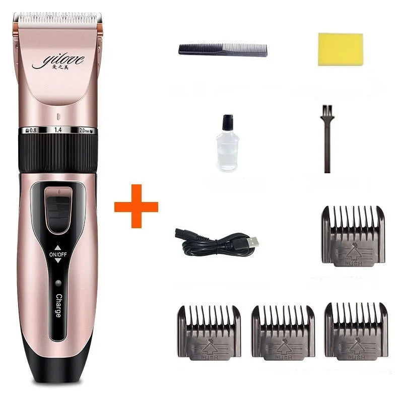 Professional Pet Grooming Kit Golden Cordless Quiet Clipper with 4 Comb Attachments Nail Clippers File