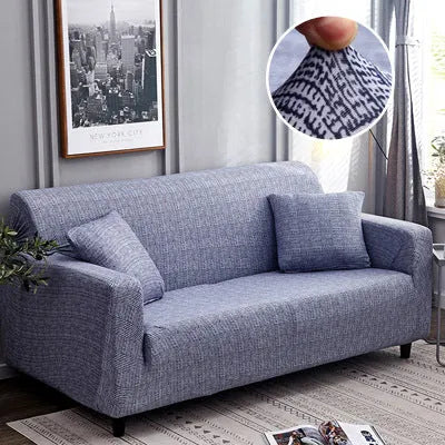 Printed geometric stretch sofa slipcover on double seat sofa in modern simplicity style