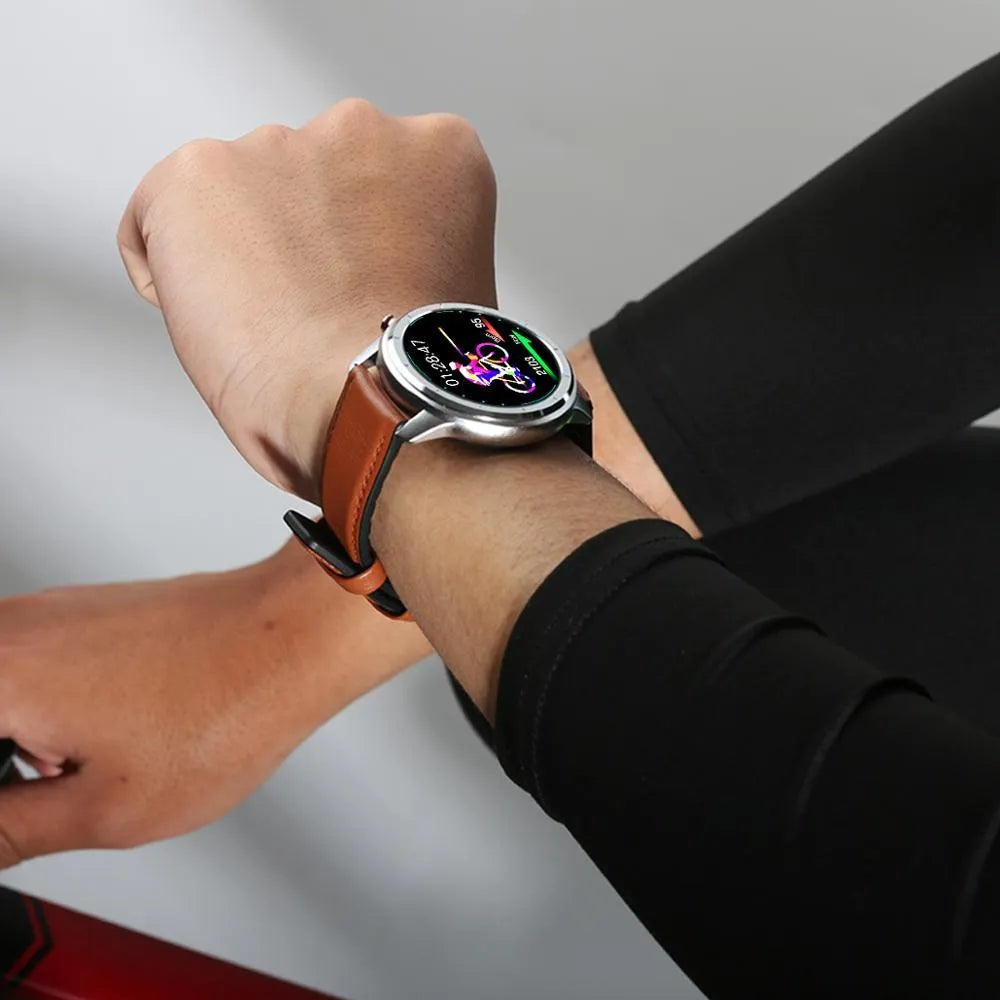 LEMFO LF26 smart bracelet with 1.3-inch screen shown in black and silver colour variant on a wrist.