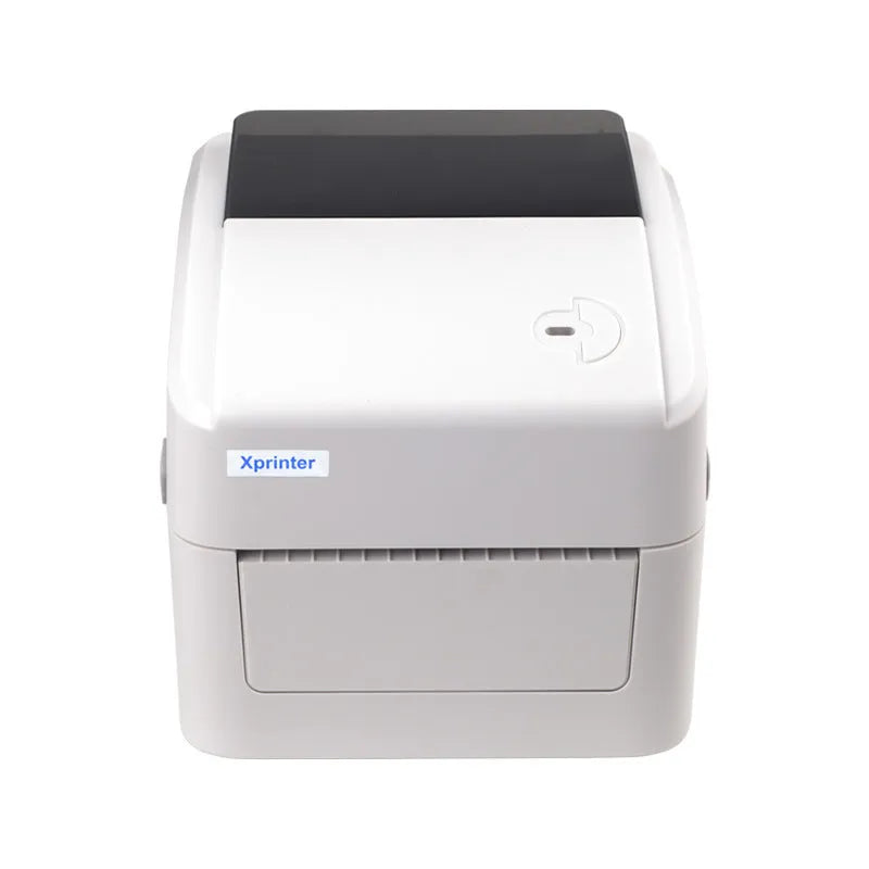 Thermal barcode printer with USB interface, 25.4-118mm print width, 215x178x155mm space-saving body, one button and two indicator lights.
