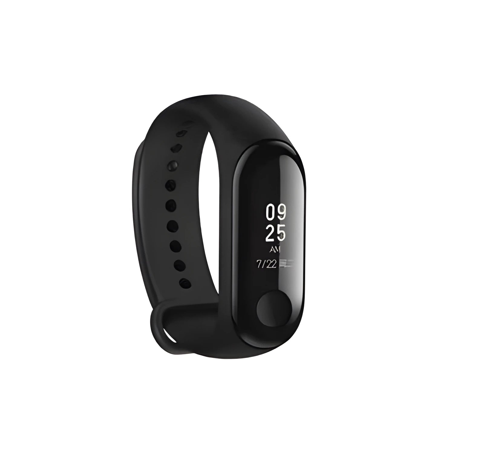 Xiaomi Mi Band 3 fitness tracker with 0.78 inch OLED display and black silicone strap set on a white background