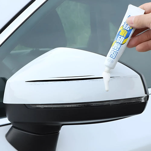 Car touch up paint pen and scratch repair kit four piece set with wax.