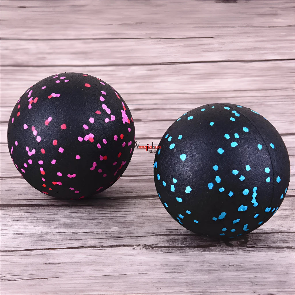 8 cm EVA yoga foot massage ball in Blackgreen and Blackpink, non-inflatable compact massage ball for fitness and health massage