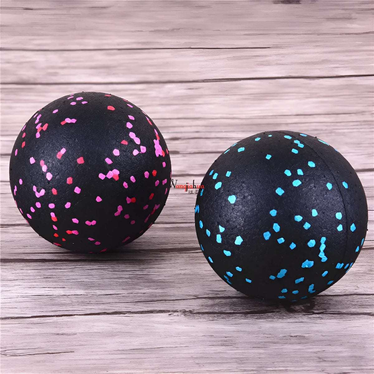 8 cm EVA yoga foot massage ball in Blackgreen and Blackpink, non-inflatable compact massage ball for fitness and health massage