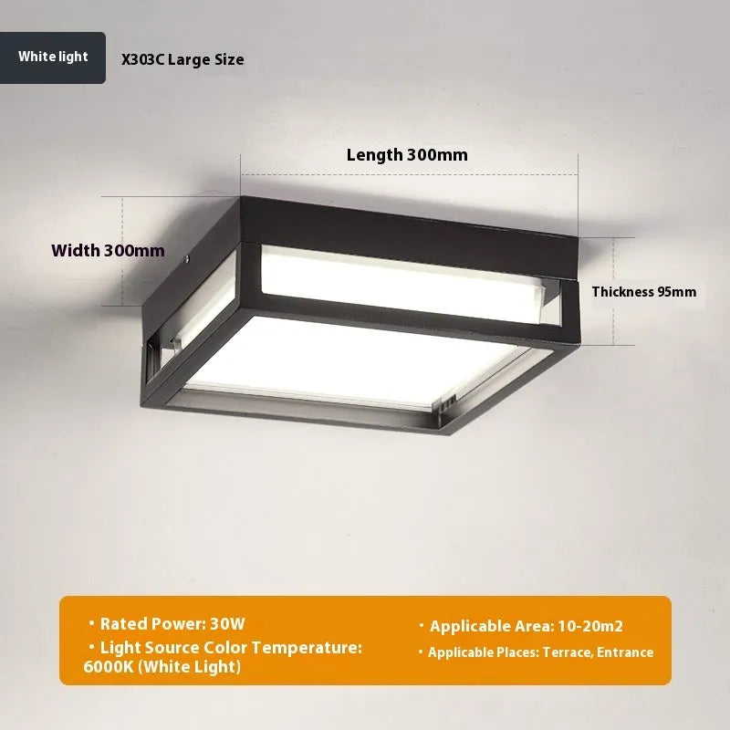 Ultra-thin insect-proof outdoor ceiling lamp with LED, powder coated lampshade, for corridor use