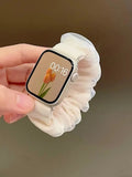 Organza hair band watch strap for Apple Watch in milky white and sky blue, 38/40/41mm and 42/44/45/49mm