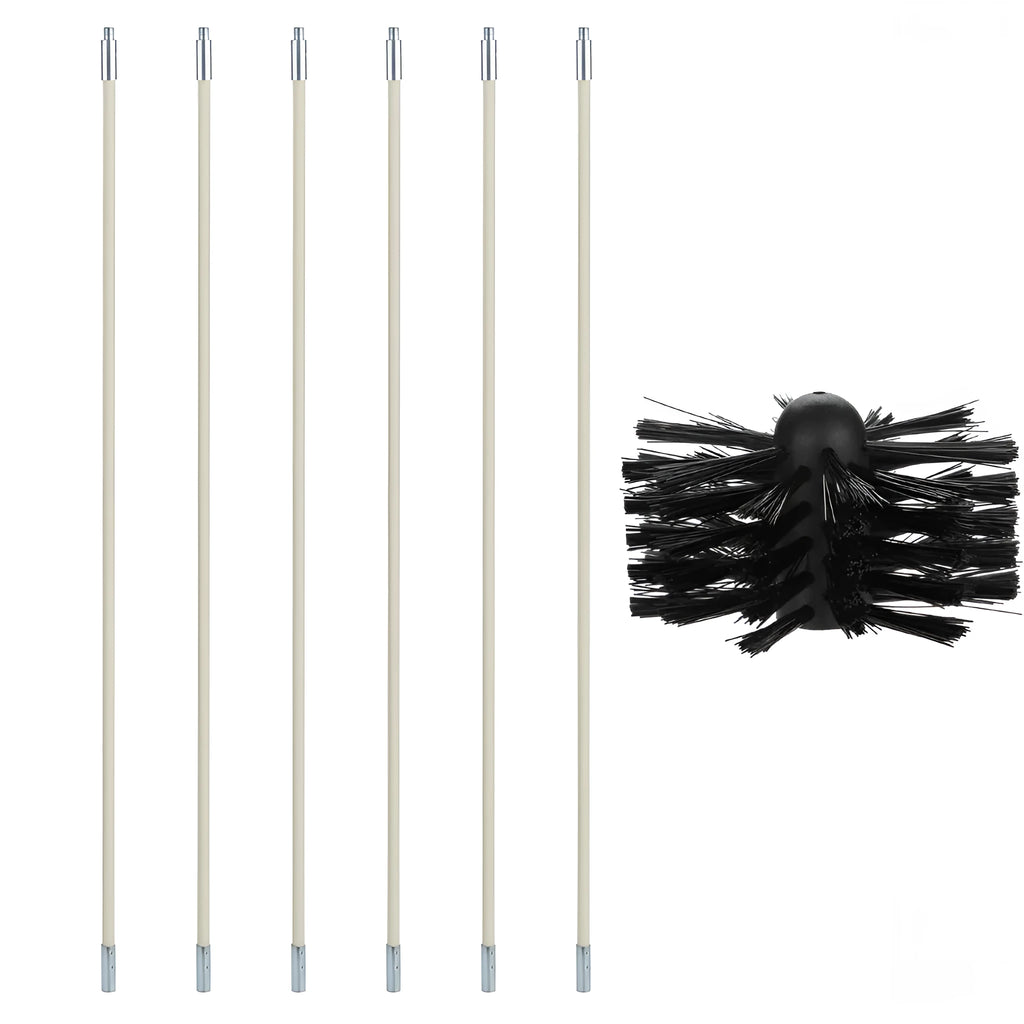 600mm long flexible dryer vent cleaning brush with nylon bristles on a bendable rod.