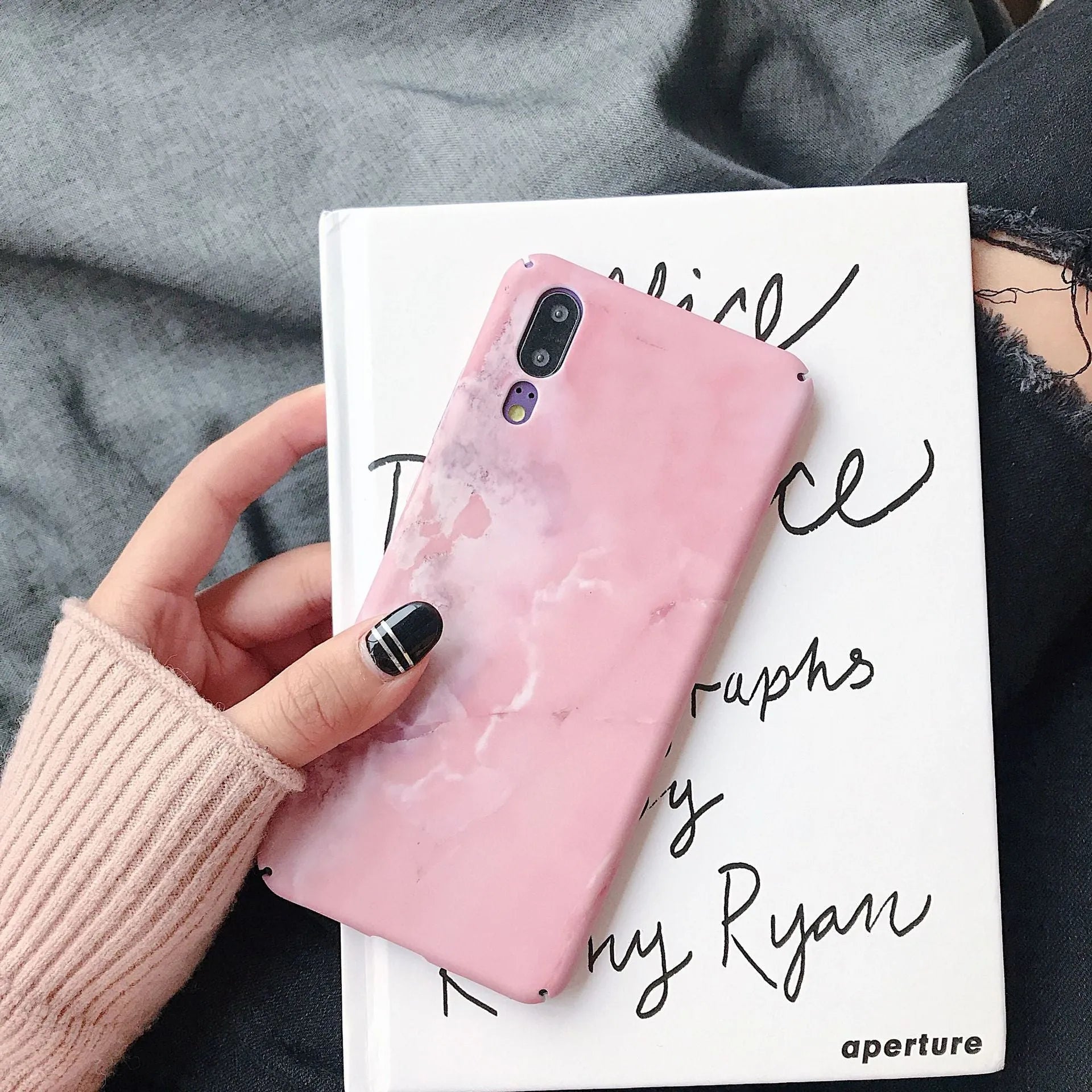 Painted solid colour phone case for Huawei and Honor smartphones in black or pink