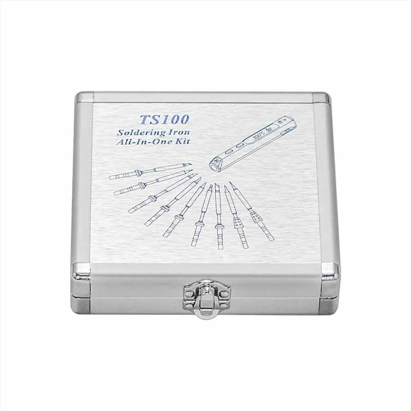 Silver aluminium storage box for TS100 portable soldering iron