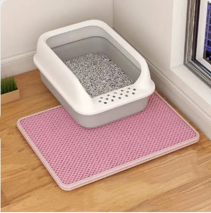 Cat litter mat double layer filter anti-bring out in black, 30x30 cm