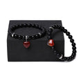 Natural stone couple matching bracelets with polished heart pendants in multiple colour variations