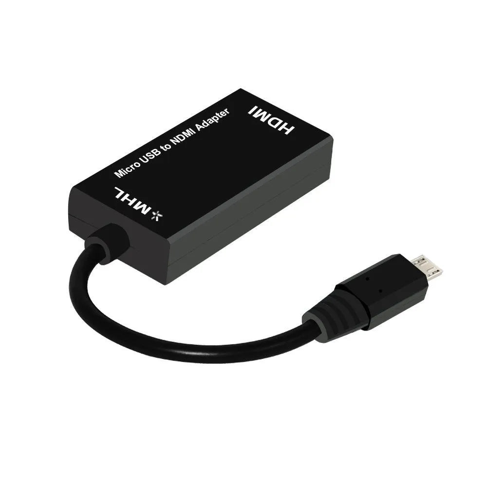 Black Micro USB to HDMI adapter with 5-pin male micro USB and HDMI female ports