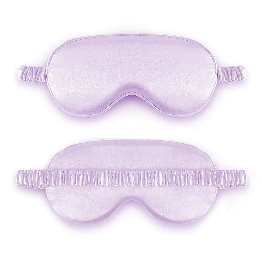 Rayon satin double-sided sleep mask in a selection of solid colours on a white background.