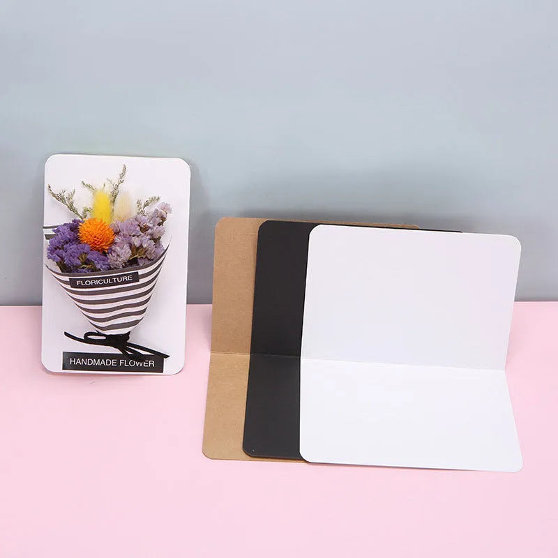Folded kraft cards 10x15cm in black, cowhide, and white colours, 100 pack, blank surface for DIY invitations and crafts
