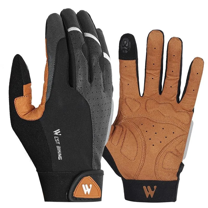 Motorcycle bike gloves black and yellow with knuckle protection mesh fabric