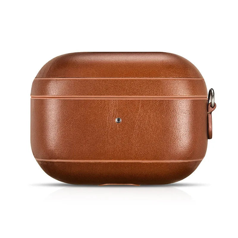 AirPods Pro protective sleeve with ring buckle, flip type, plastic and leather, business style, brown black red khaki