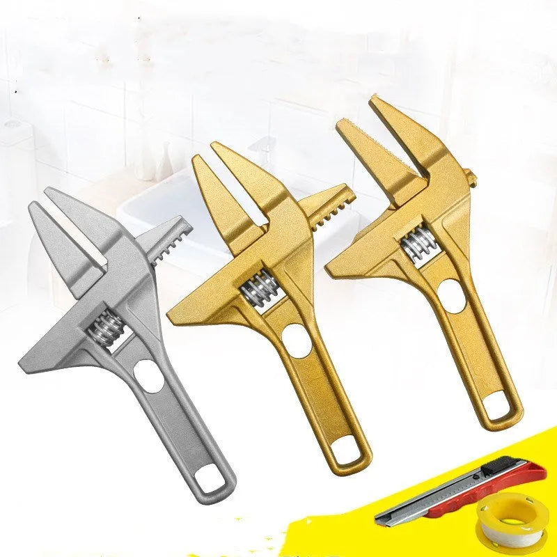 Silver toothless light movable wrench Japanese style with 200mm length and 68mm opening