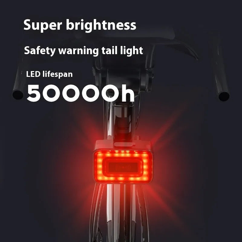 Compact black bicycle radar taillight with dual buttons and a TYPE-C port, mounted on a seat post.