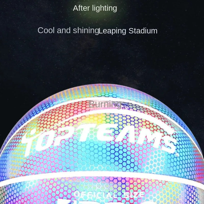 Holographic luminous reflective basketball No. 7 size with glow properties