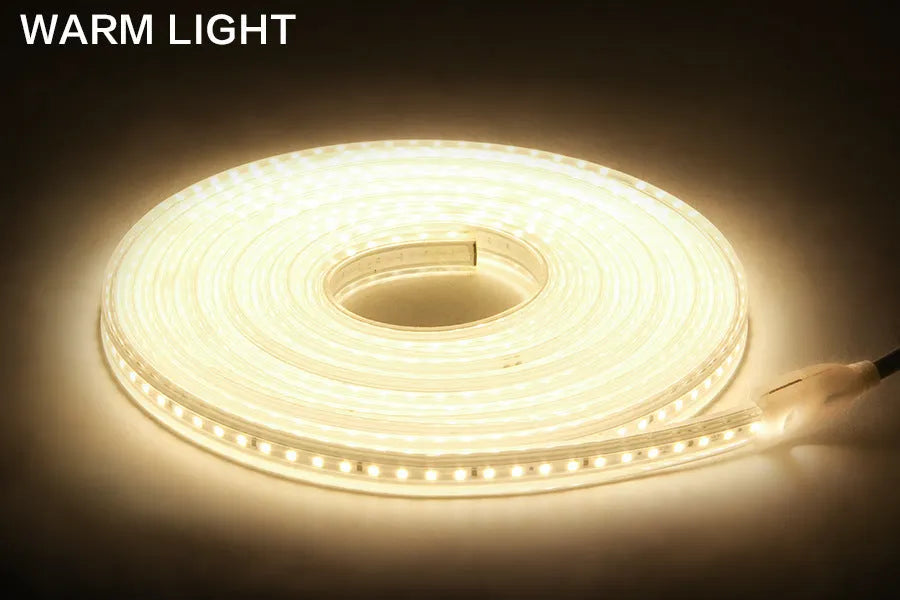 220V LED strip light with 120 LEDs per metre, waterproof, white light, 13mm width, EU plug