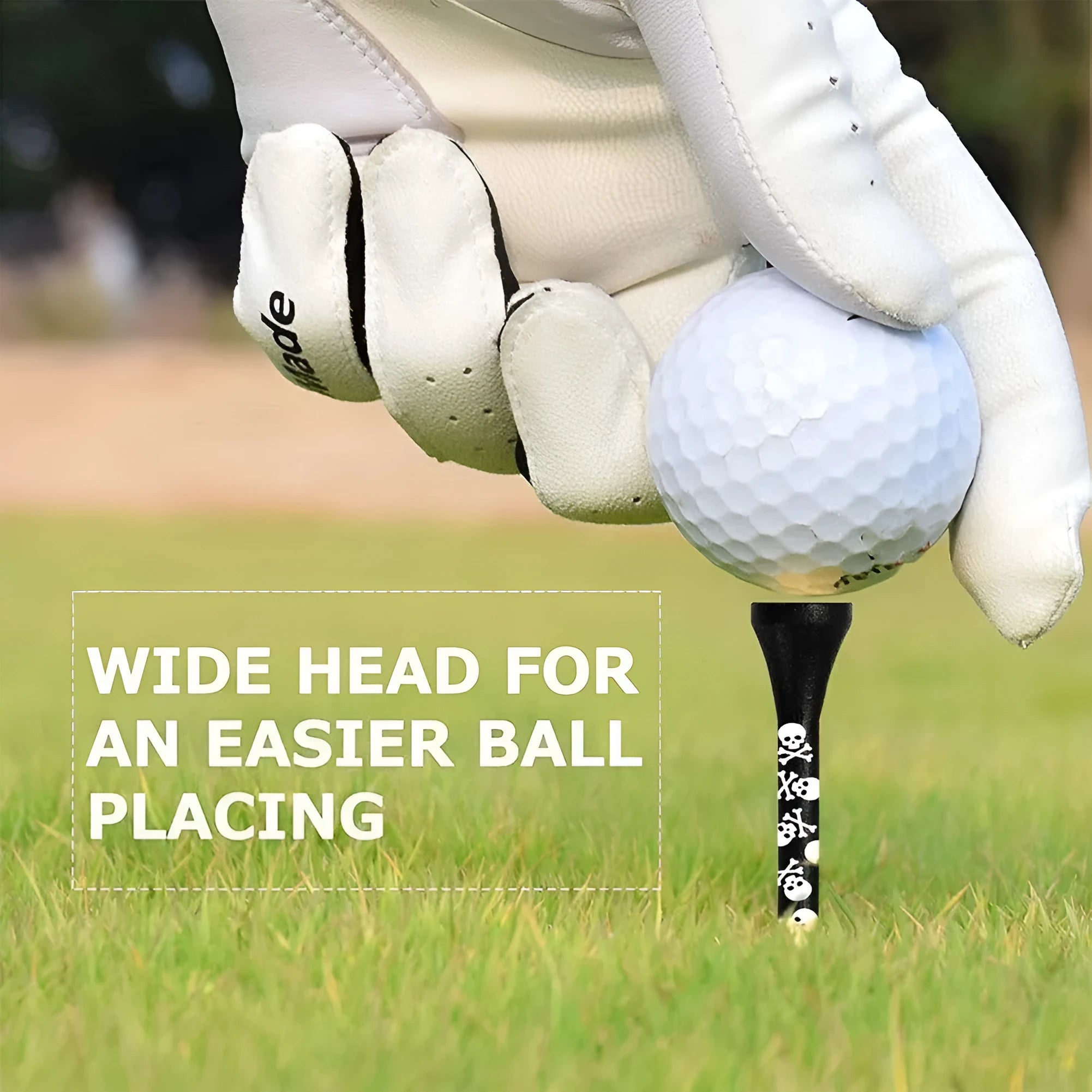 Black skull print bamboo golf spike dowel pins in 70mm and 83mm sizes