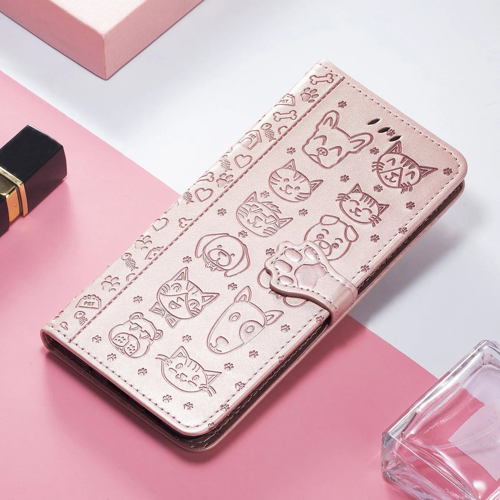 TPU leather phone case for iPhone 16 with built-in invisible bracket, shockproof and anti-fingerprint, available in pink colour
