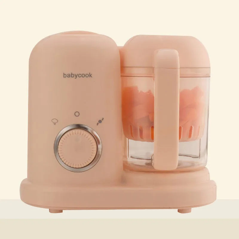 Baby food processor with steamer and blender functions in green colour with dual mixing blades