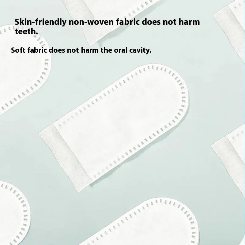 Pack of 50 white pet dental finger cots for cleaning dog and cat teeth, made from non-woven fabric
