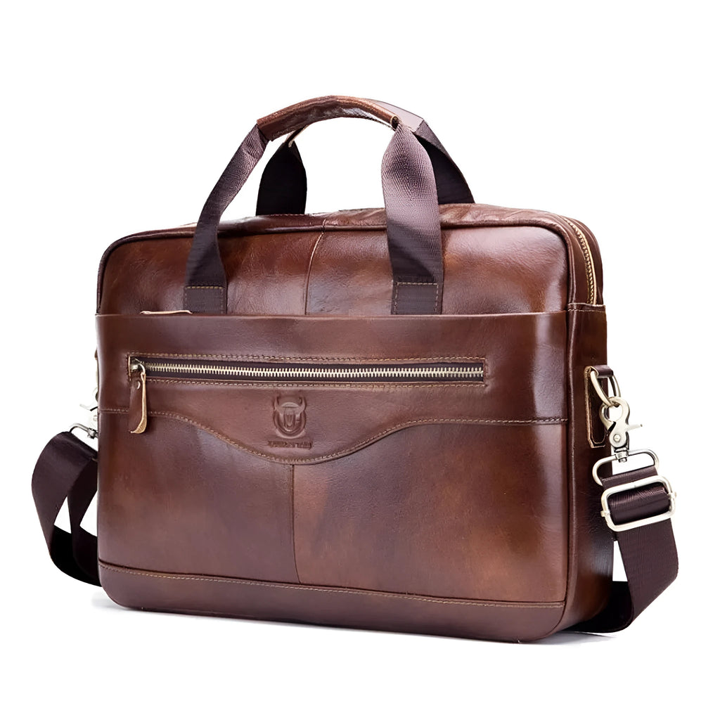 Captain Cow first layer cowhide leather briefcase, business casual bag, 40.5cm x 29cm x 8.5cm, brown or black