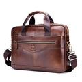 Captain Cow first layer cowhide leather briefcase, business casual bag, 40.5cm x 29cm x 8.5cm, brown or black