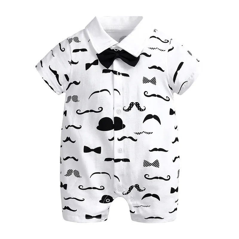 Baby gentleman onesie in cotton with long or short sleeves, British style long climb, sizes 59cm to 90cm