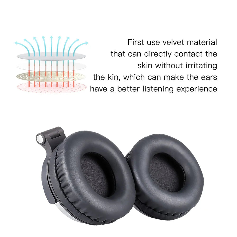 Head-mounted sports folding Bluetooth headset with subwoofer, card mode, and radio in black silver