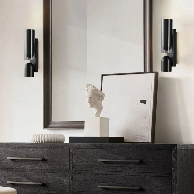 Rotating adjustable iron wall lamp in brushed red copper or gun black with 5W LED light source