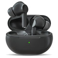 Black Pro4 true wireless Bluetooth earbuds and charging case on a white background.