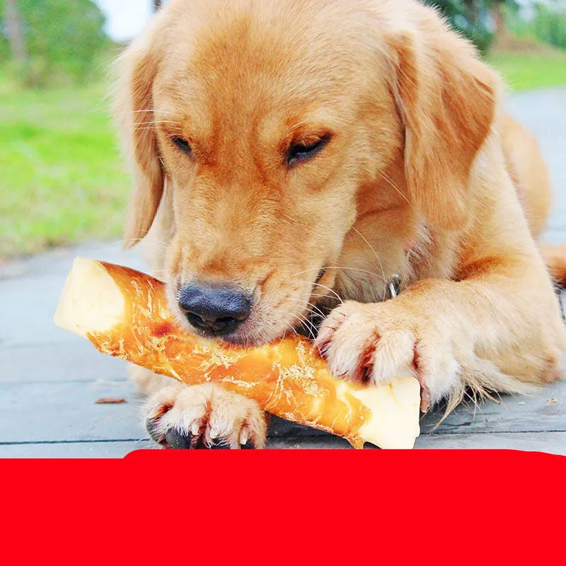 Chicken-wrapped cowhide dog chew rolls, small 3-piece 180g or large 200g