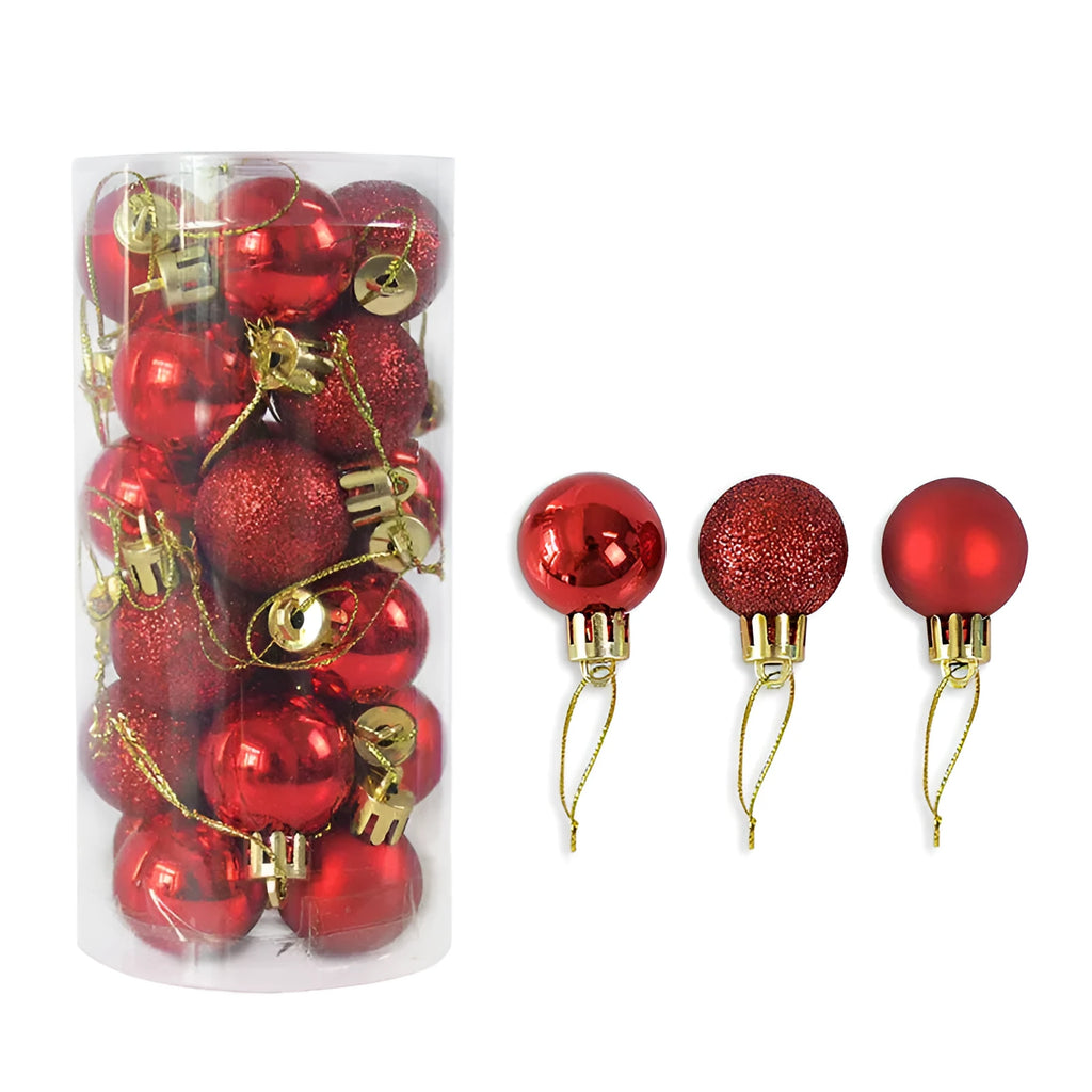 3cm diameter plastic Christmas bauble with electroplated shiny matte finish in gold colour