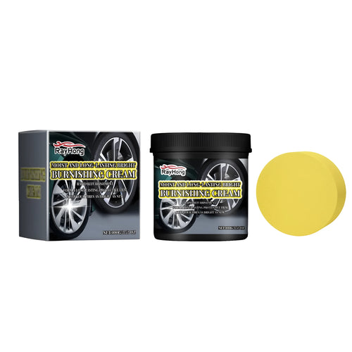 Car tyre retreading paste in burnishing cream colour with sponge applicator
