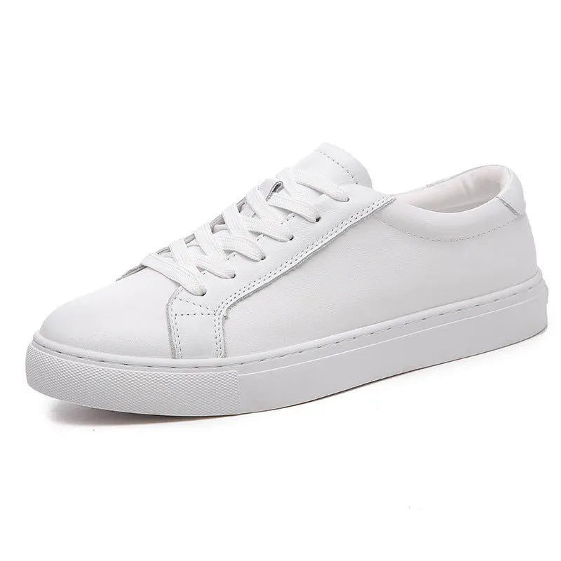 Men's summer sports leather sneakers low-top board shoes white black and white all black sizes 35-47